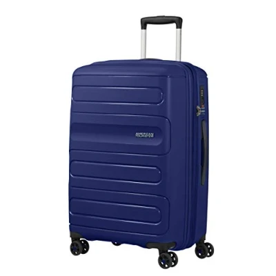 Image of American Tourister Sunside Spinner M Expandable Suitcase, 67.5 cm, 72.5/83.5 Litre, Blue (Dark Navy)