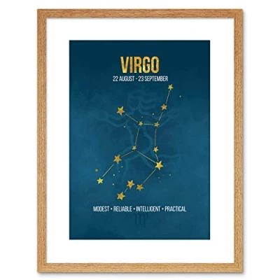 Image of Wee BLUE Coo ZODIAC STAR SIGN BIRTHDAY ASTROLOGY VIRGO FRAMED ART PRINT F97X13501