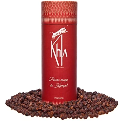 Image of Khla Red Kampot Pepper 120g Organic Peppercorns Premium Cambodian Grand Cru, Mild &amp; Fruity for Grinder Refill Direct from Producer Limited Production Origin Cambodia