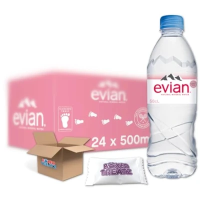 Image of Evian Water 500ml x 24 Bottles Mineral Still Meetings, Events, Or Parties (24 50cl) Boxed Treatz
