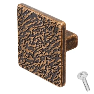 Image of Decoranddecor Aris 40mm Square Cabinet Knob Zinc Alloy 1 Pack, Antique Copper