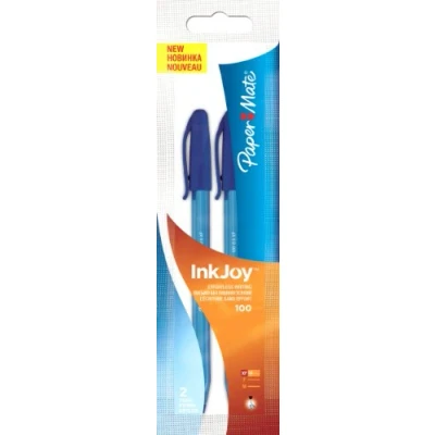 Image of Paper Mate Inkjoy 100 Capped Ultra Fine Blue Ballpoint Pen (Bag of 2)