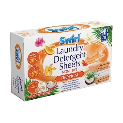 Image of Ozmoint Scented Laundry Detergent Sheets Non Bio 20 Washes Available in Fresh Clean &amp; Tropical (Tropical)