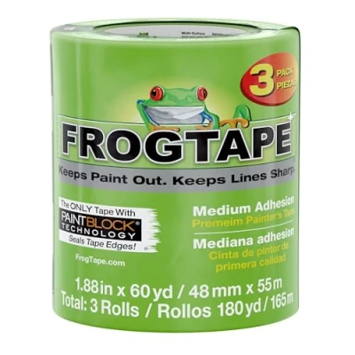 Image of Frog Tape Multi Surface Masking for Painting 48mm x 55m, Decorators Tape, Painters Indoor &amp; Decorating Pack of 3