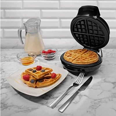 Image of Schallen Black Electric 760W Waffle Maker Iron Machine Deep Cooking Non Stick Plates Adjustable Temperature Control
