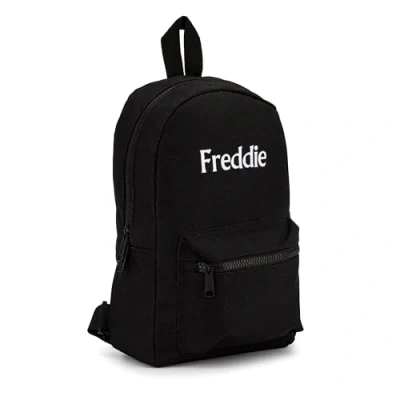 Image of Lobeko Personalised Mini Toddler Bag Embroidered Kids Backpack Named Rucksack Childrens School PE Pink Blue Grey Navy Black (Black)