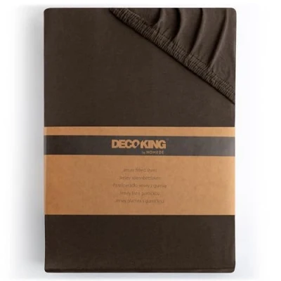 Image of DecoKing Fitted Sheet Single 100% Combed Cotton Soft Jersey Bed 80x200 90x200 cm Brown Amber