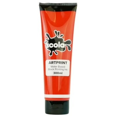 Image of 1 x 300ml Scola Water Based Lino Craft Block Printing Ink Brilliant Red