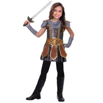 Image of amscan 9903189 Girls Warrior Cutie Book Week Fancy Dress Costume Age 5 6 Years