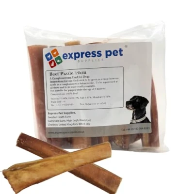 Image of Express Pet Supplies 10x12cm Thick Bulls Pizzles Dog Treat Chew