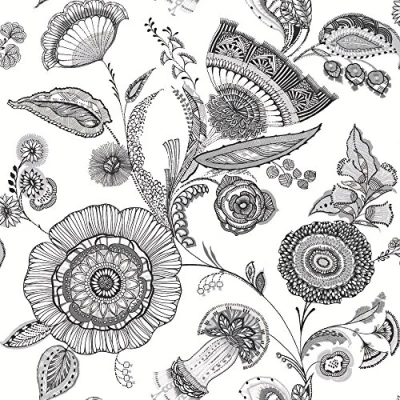 Image of Arthouse 690800 Catarina Wallpaper, Black &amp; White, 53 cm x 10.05 m