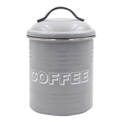Image of Lesser &amp; Pavey Sweet Home Coffee Canister, Metal, Grey, 11 x 19 cm