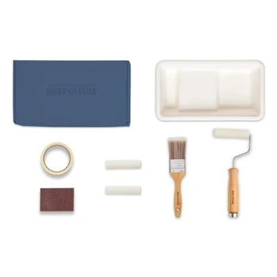 Image of Rust Oleum Ready to Roll Eco Paint Kit (Small) Bathroom Wood &amp; Cabinet Satin Deep Blues