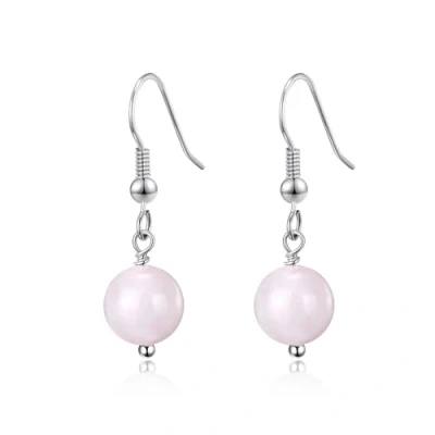 Image of Philip Jones Rose Quartz Gemstone Round Drop Earrings
