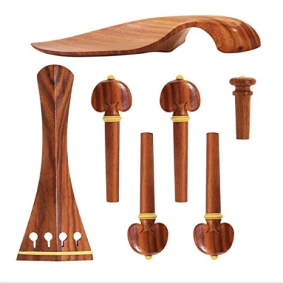 Image of SANSHAN 4/4 Violin Kit Full Size Accessories Rosewood Tailpiece Chin Rest End Pin (4/4)