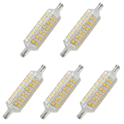 Image of Aoxdi R7s 78mm Linear LED Bulb 6W, Warm White 3000K, 72 SMD 2835 Slim Floodlight Bulbs, J78 Double Ended Floodlight, AC 220 240V, 5 Pack (Warm White)