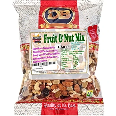 Image of Fruit and Nut Mix 1kg, Premium Quality Unsalted Mixed Nuts Dried Fruits, Suitable for Vegetarian Diets
