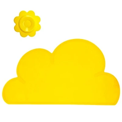 Image of BITEYI Silicone Cloud Placemat Child Bowl pad Baby Slip &amp; Heat Resistant Waterproof Table Mat Infant Dish Meal (yellow)