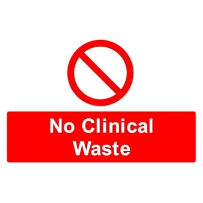 Image of No clinical waste prohibition sign Self adhesive sticker (300mm x 200mm)