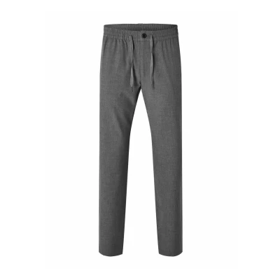 Image of Selected Homme Slhstraight Robert String Pants FLEX Trousers, Men&#039;s, Size: Small, Grey melange