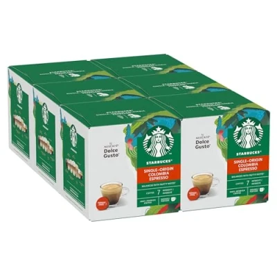 Image of STARBUCKS Colombia Medium Roast Espresso Coffee Pods by NESCAFÉ Dolce Gusto 72 Colombian Capsules (6 packs)