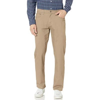 Image of Amazon Essentials Men&#039;s Relaxed Fit 5 Pocket Stretch Twill Trousers, Khaki Brown, 33W / 29L