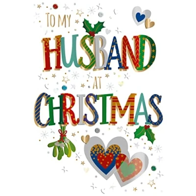 Image of My Husband At Christmas Embellished Greeting Card Special Xmas Cards MWXG0394/B
