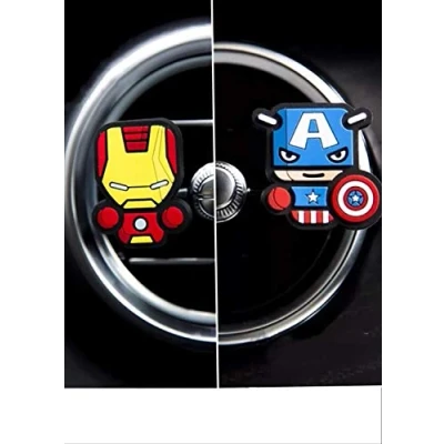 Image of 2 x Coolest Novelty Car Air Fresheners! Marvel Avengers, Game of Thrones, Deadpool, Star Wars, Batman, Hulk, Thor, Ironman, Captain America…Transform Your Boring Car! (Avengers: America &amp; Iron Man)(Fresh Lemon)