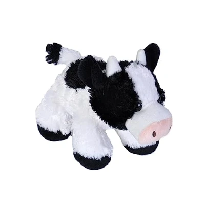 Image of Wild Republic Hug’Ems Cow, Stuffed Animal, 7 Inches, Gift for Kids, Plush Toy, Fill is Spun Recycled Water Bottles,18 cm
