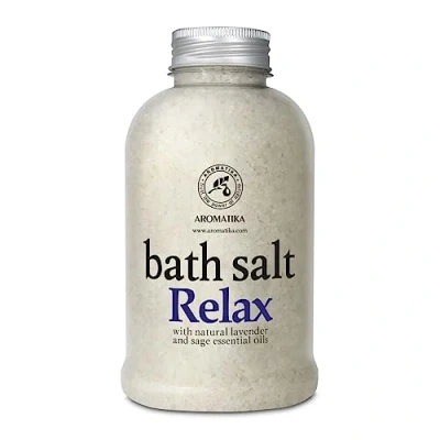 Image of Relaxing Bath Salts w/Lavender &amp; Sage Essential Oils 600g Natural Sea Salt Relax Best for Good Sleep Body Care Beauty Aromatherapy