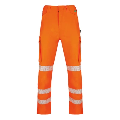 Image of Beeswift Envirowear Orange Hi Vis Trouser Unisex Reflective Sustainable Circular Process Safety PPE Workwear 40 Short