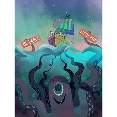 Image of Wee Blue Coo Pirates Octopus Be Brave Unframed Wall Art Print Poster Home Decor Premium