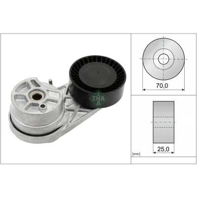 Image of 2320426, 2383352, HG9Q6A228BA, HG9Q6A228SA Tensioner Lever, v ribbed belt INA 534 0725 10 76,3mm 24mm FORD: Transit Custom V362 Van