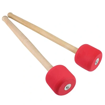 Image of Murtenze 2Pack 12.8&quot; Bass Drum Mallet Stick, Wool Felt Head Mallets Percussion Instrument Band Accessory (Red)