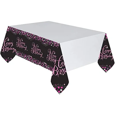 Image of (PKT) Adult Pink Celebration Plastic Tablecover