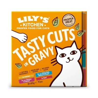 Image of Lily&#039;s Kitchen Natural Adult Wet Cat Food in Gravy Tasty Cuts Mixed Multipack Complete Grain Free Recipes (48 Tins x 85g)