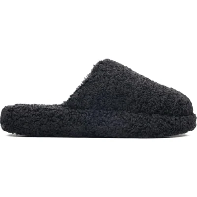 Image of Fitflop Women&#039;s iQUSHION D Luxe Padded Teddy Slipper Mules Shoe, All Black, 6 UK