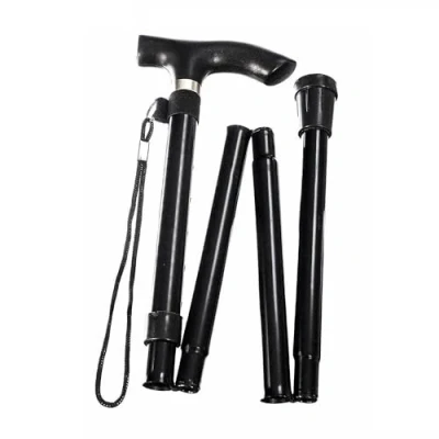 Image of Walking Stick Easy Folding Adjustable Aluminium Cane for Men Women, Lightweight Collapsible Sticks Extandable Height, Flexible and Durable Mobility Aids Plain Multi Colors (Black)