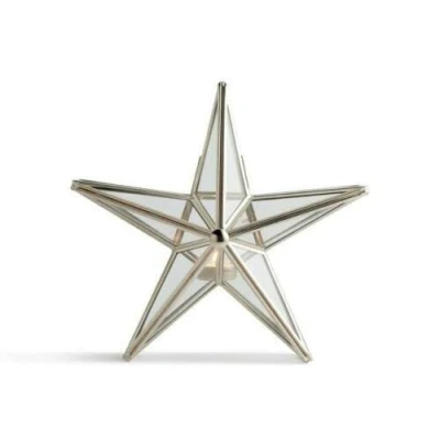 Image of Habitat Silver Metal Star Glass Tealight Candle Holder Small 29cm x