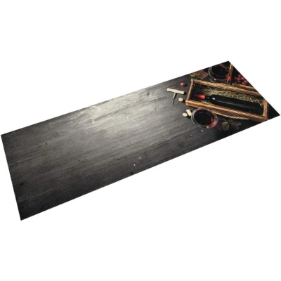 Image of vidaXL Kitchen Rug Washable Wine Bottle 60x180 cm Velvet