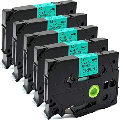 Image of NEOUZA 5PK Compatible for Brother P Touch Laminated Tze Tz Label Tape Cartridge 12mmx8m (TZe 731 Black on Green)