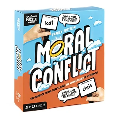 Image of Professor Puzzle Moral Conflict Situation Game: Family Edition Hilarious Party Game for Friends &amp; Fun Scenario Cards Ideal Nights Who Is Most Likely To Silly Naming Game.