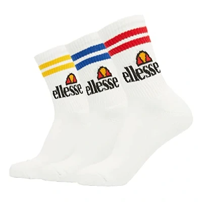 Image of Ellesse Pullo Socks 3 PACK Socks, Size: 12 14, White