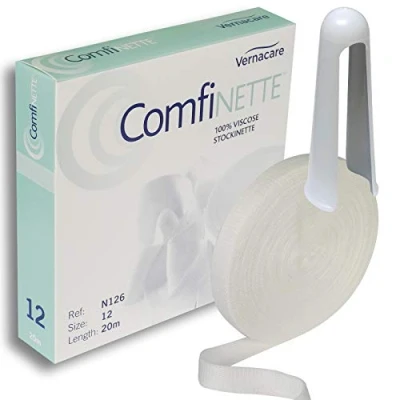 Image of Comfinette Size &#039;12&#039; Tubular Viscose Stockinette Dressing Unstretched Width 3cm Ideal for Bulky Fingers and Toes 20m Length (1 Box) + Applicator