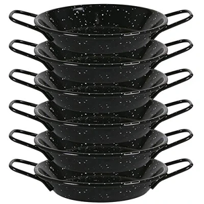 Image of Menax Paella Pan Mini Enamelled Vitrified Steel Non Stick Set 6 Ø 16 cm 1 Servings