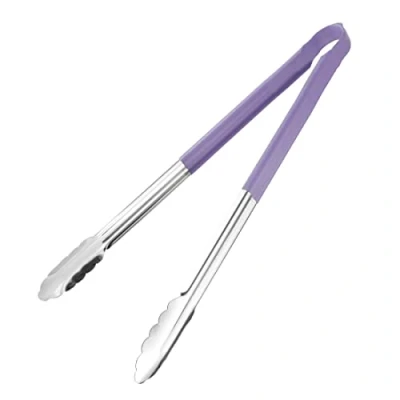 Image of Hygiplas Colour Coded Serving Tongs 405mm / 16 inch Purple Stainless Steel HC853
