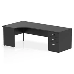 Image of Impulse 1800 LH Crescent Desk Black Top Panel End 800 High Ped