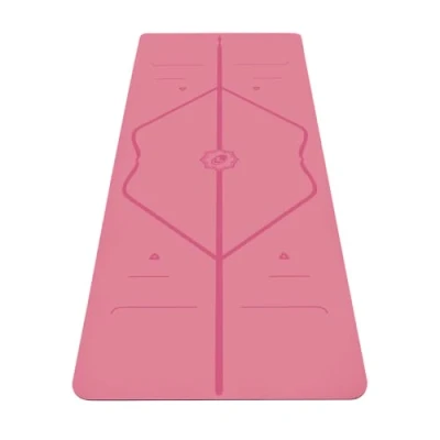 Image of Liforme Original Yoga mat Free Bag Included Patented Alignment System, Warrior like Grip, Non slip, Eco friendly and Biodegradable, sweat resistant, 4.2mm thick for comfort Pink