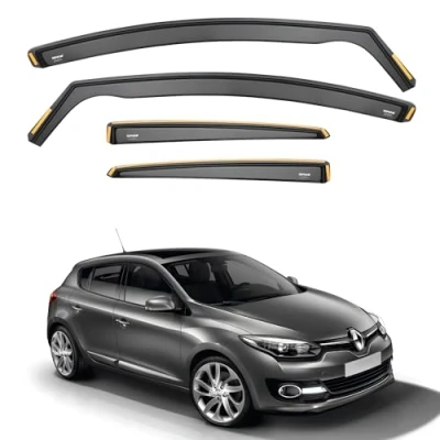 Image of iSpeed Wind Deflectors for Renault Megane mk3 2008 2016 5 Door Hatchback 4pc Keep Your Car Ventilated In Rain Reduce Turbulence Tinted Channel Type