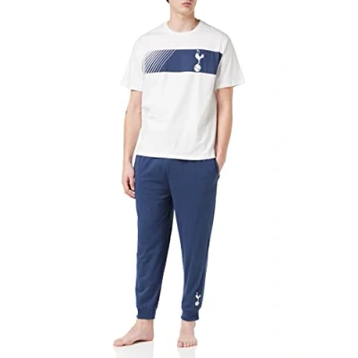 Image of Tottenham Hotspur F.C Mens Pyjamas Cotton Spurs PJs Loungewear Official Football Gifts For Men (XXL) White